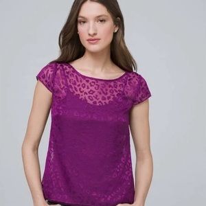 MOVING SALE 🏠 White House Black Market Leopard Print Top - NWOT - Pink/ Purple